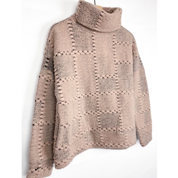 Prana Womens‎ Sweater L Crestland Wool Turtleneck Patchwork Pullover Dusty Rose - Picture 6 of 11